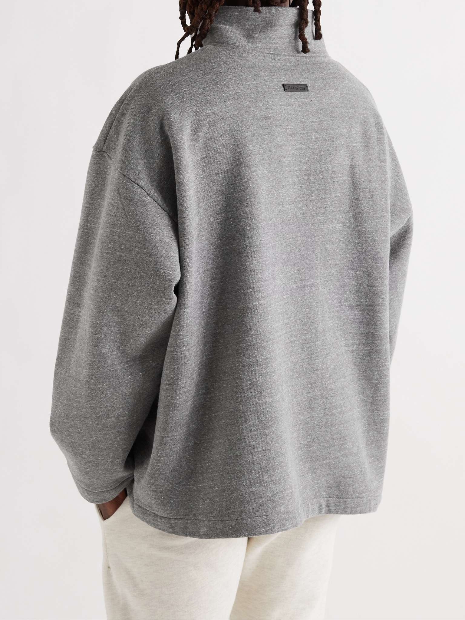 Logo-Flocked Cotton-Blend Jersey Half-Zip Sweatshirt - 4