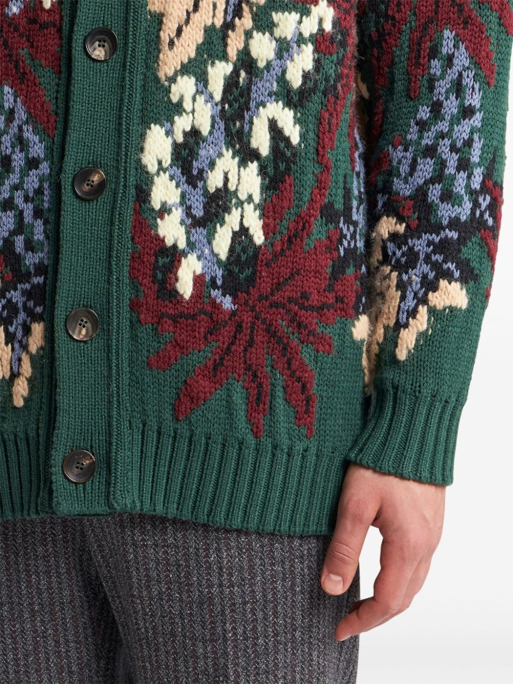 V-neck jacquard cardigan - 5