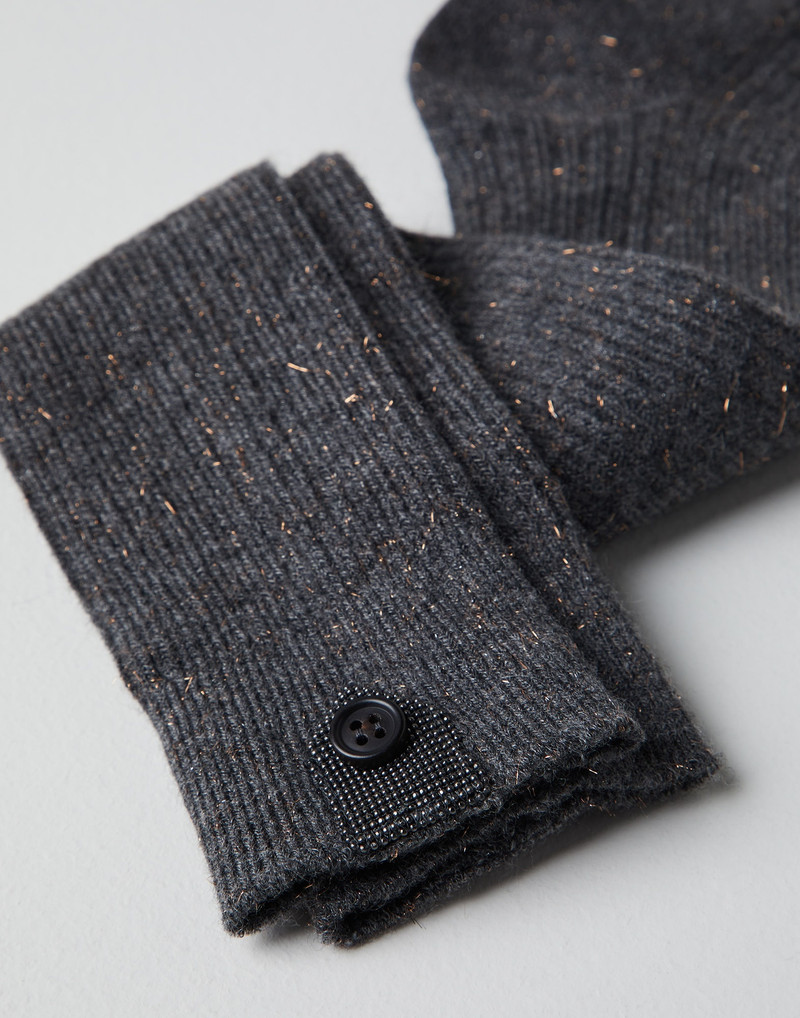 Brunello Cucinelli Sparkling cashmere socks with precious button tab outlook
