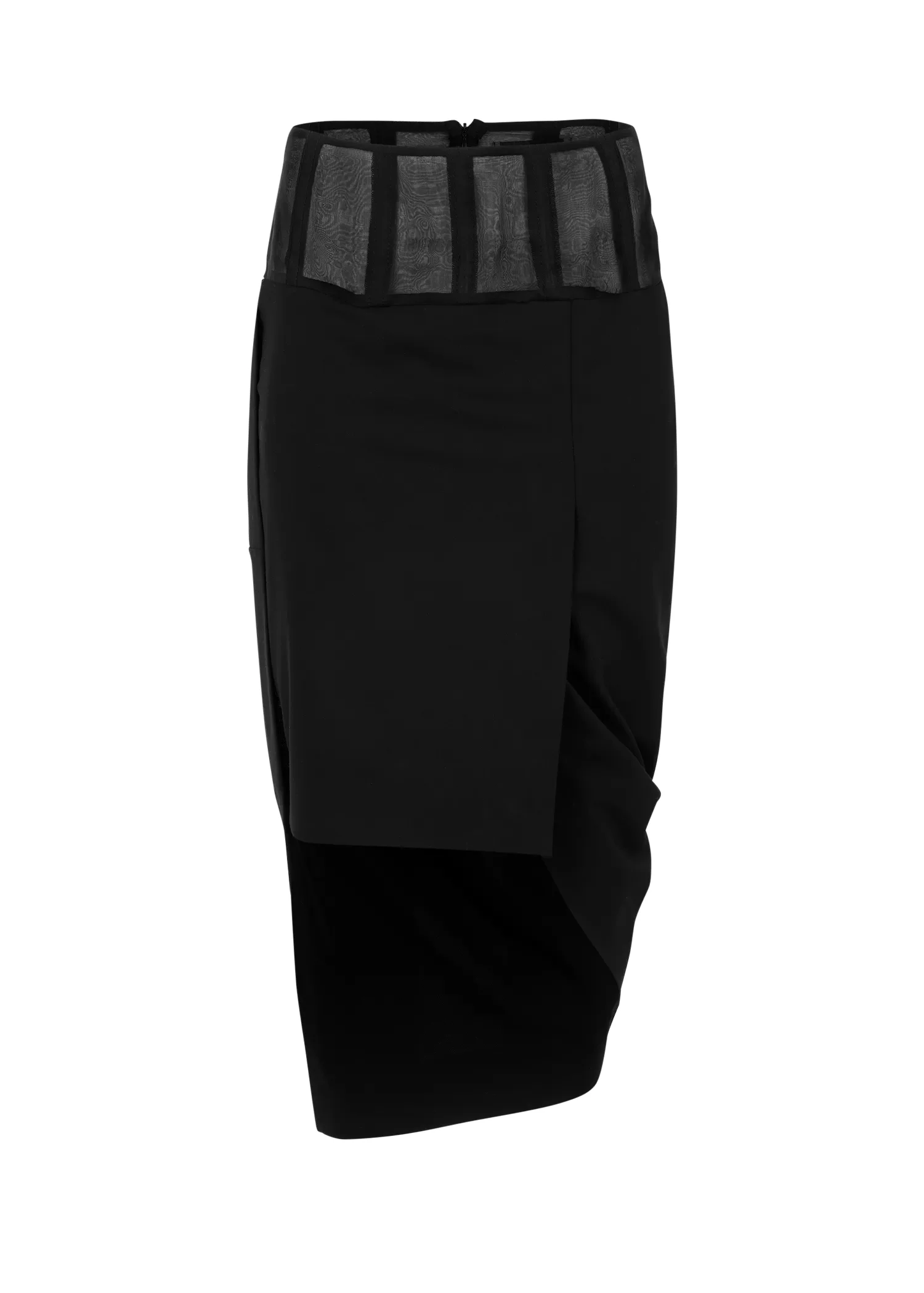 TAILORED DRAPE SKIRT BLACK - 1