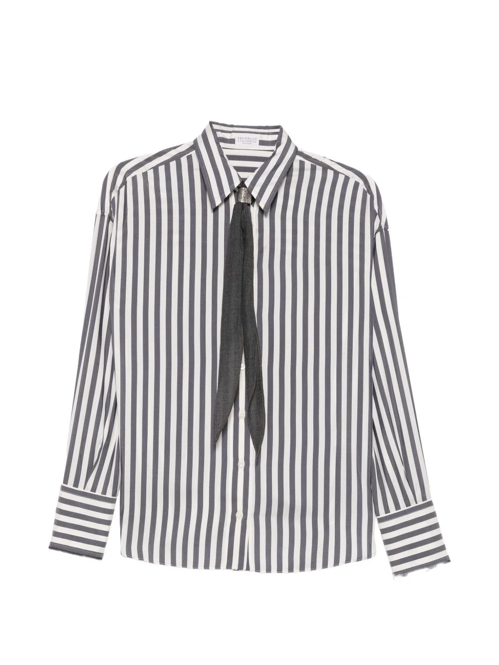 striped tie-detail shirt - 1