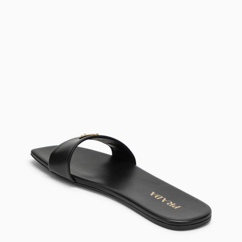 Prada Low Black Leather Sandal With Logo Women - 4