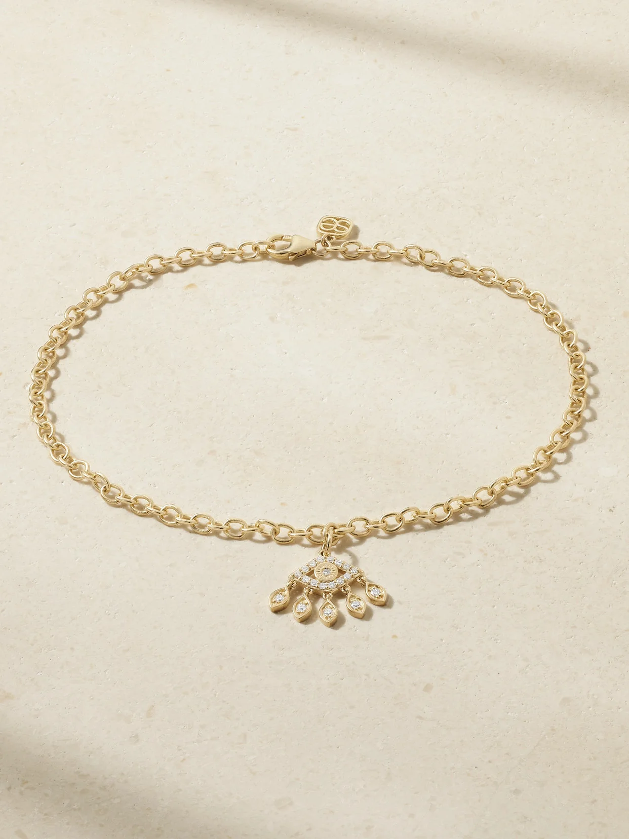Evil Eye 14-karat Gold Diamond Anklet - 1