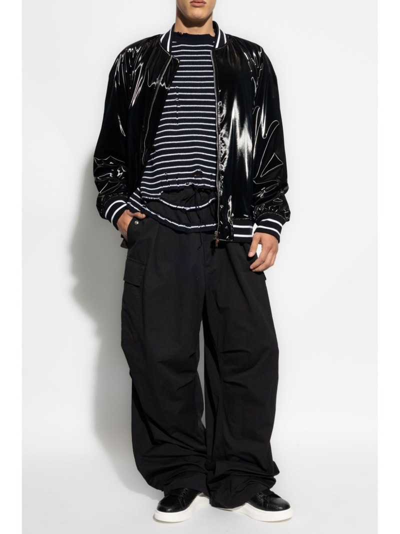 Alexander McQueen distressed-effect striped sweatshirt outlook