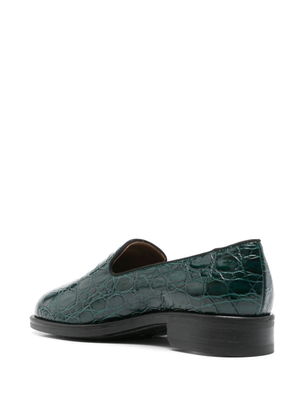 crocodile-effect leather loafers - 3