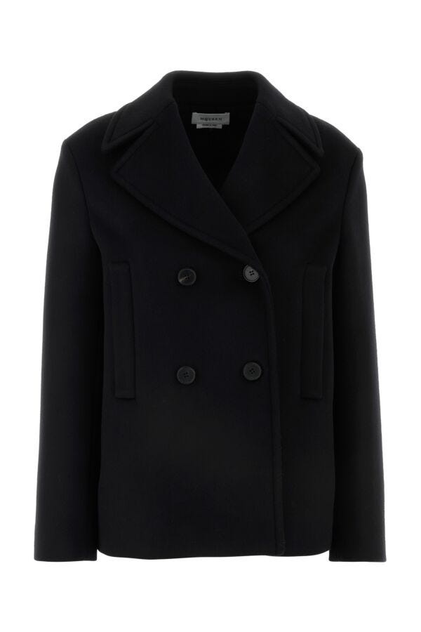 コート ALEXANDER MCQUEEN BLACK FELT COAT Alexander McQueen Alexander Mcqueen Women Black Felt Coat