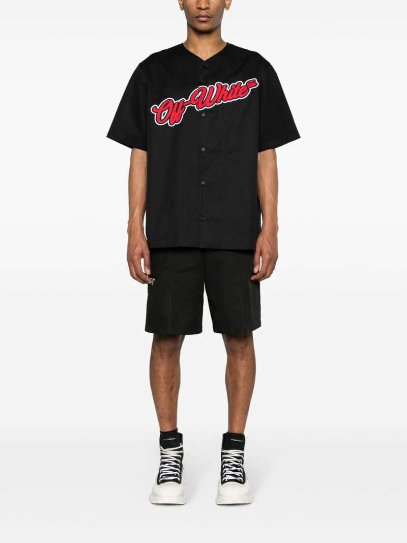Off-White logo-embroidered cotton shirt outlook