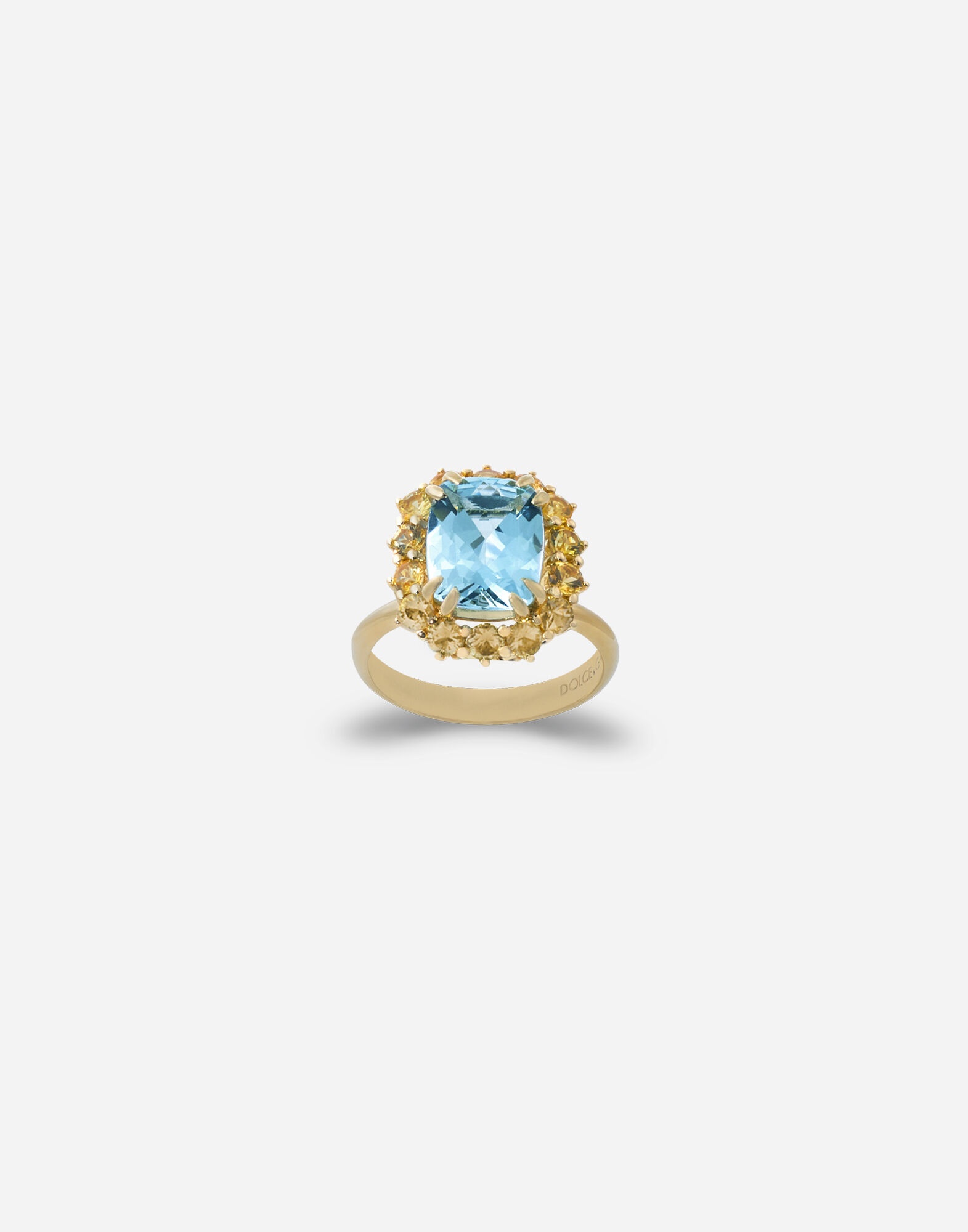 Heritage ring in yellow gold, acquamarine and yellow sapphires - 1