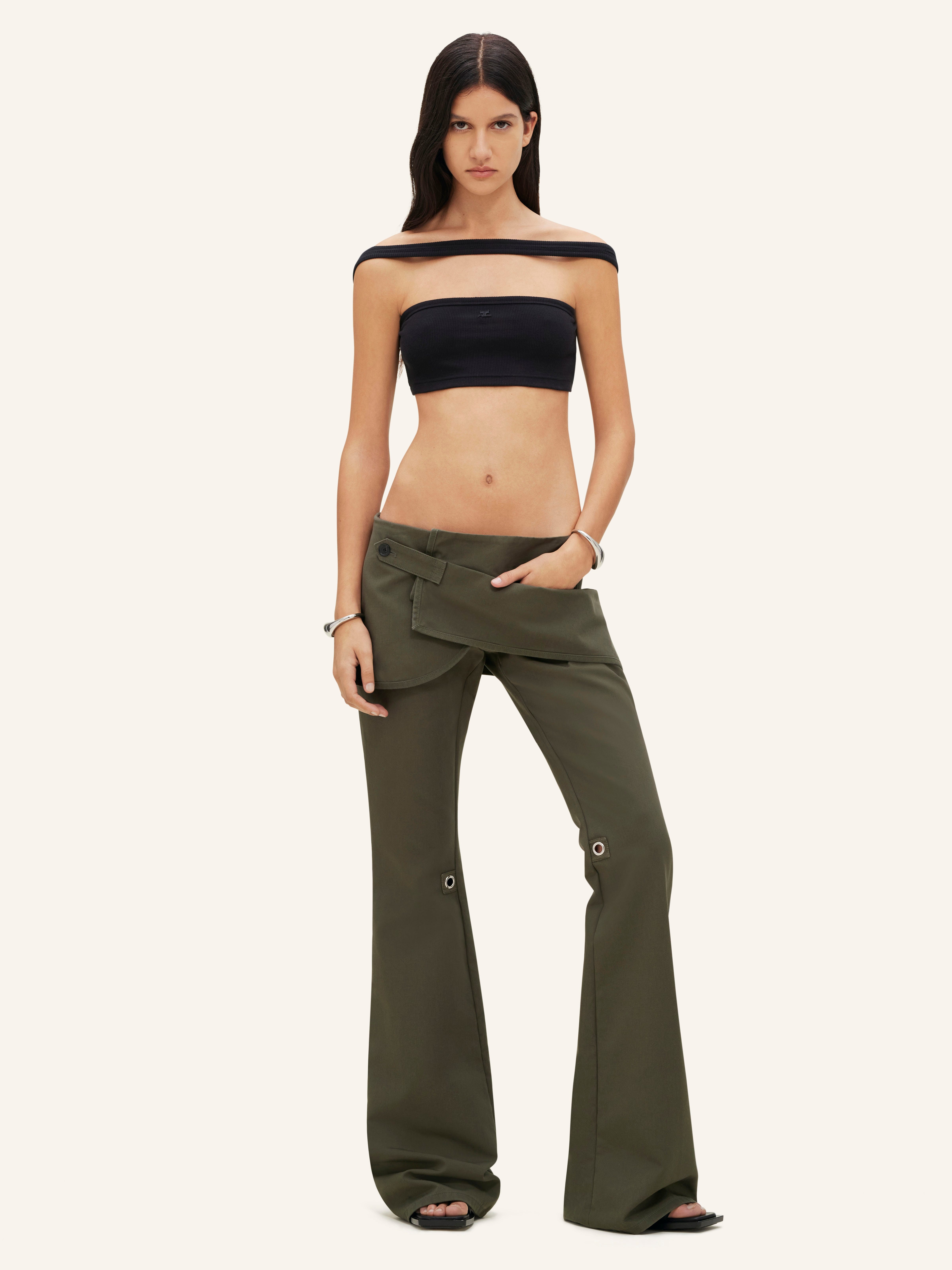 MODULAR OVERSKIRT COTTON BOOTCUT PANTS - 3