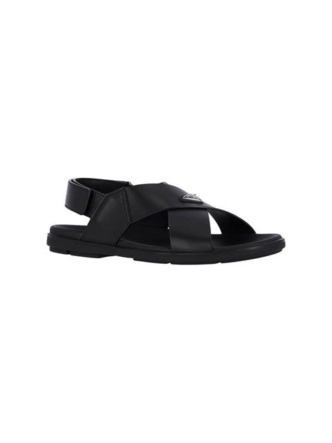 Prada Men Logo Crossed Sandals - 2
