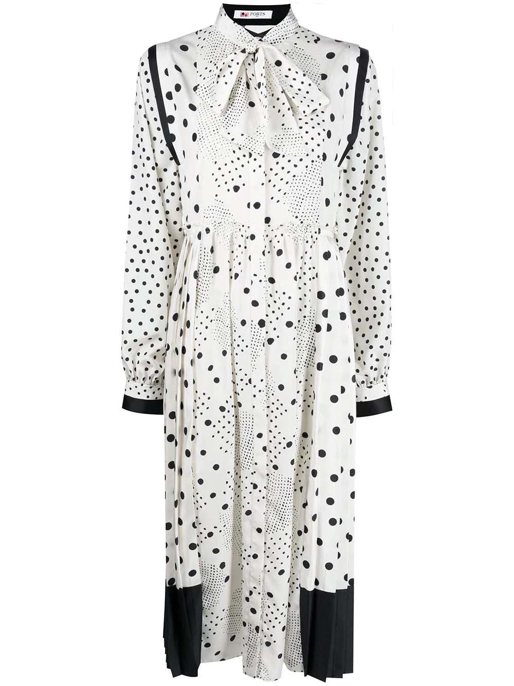 long-sleeve polka dot dress - 1