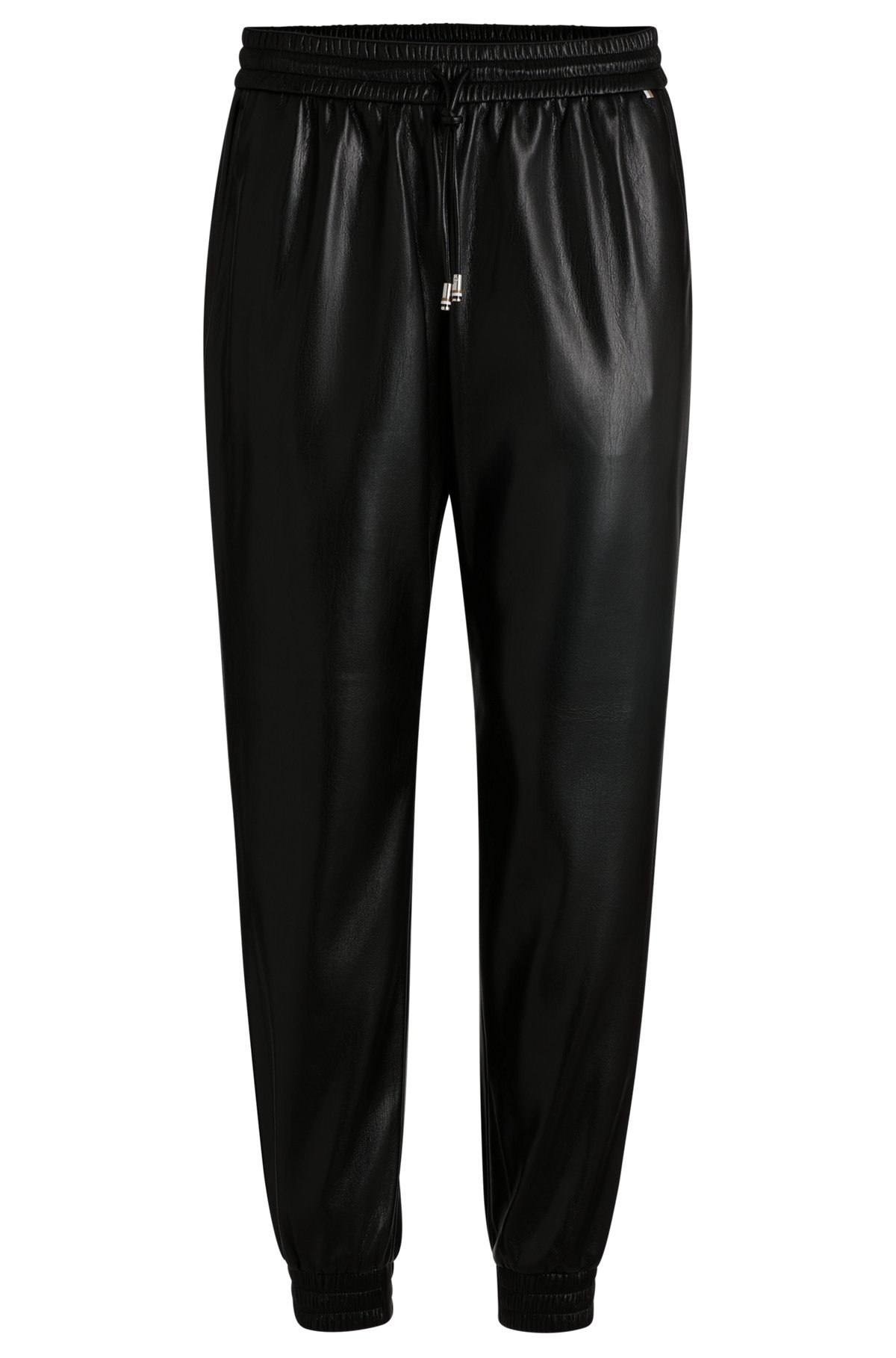 FAUX-LEATHER TROUSERS WITH DRAWCORD WAIST - 1