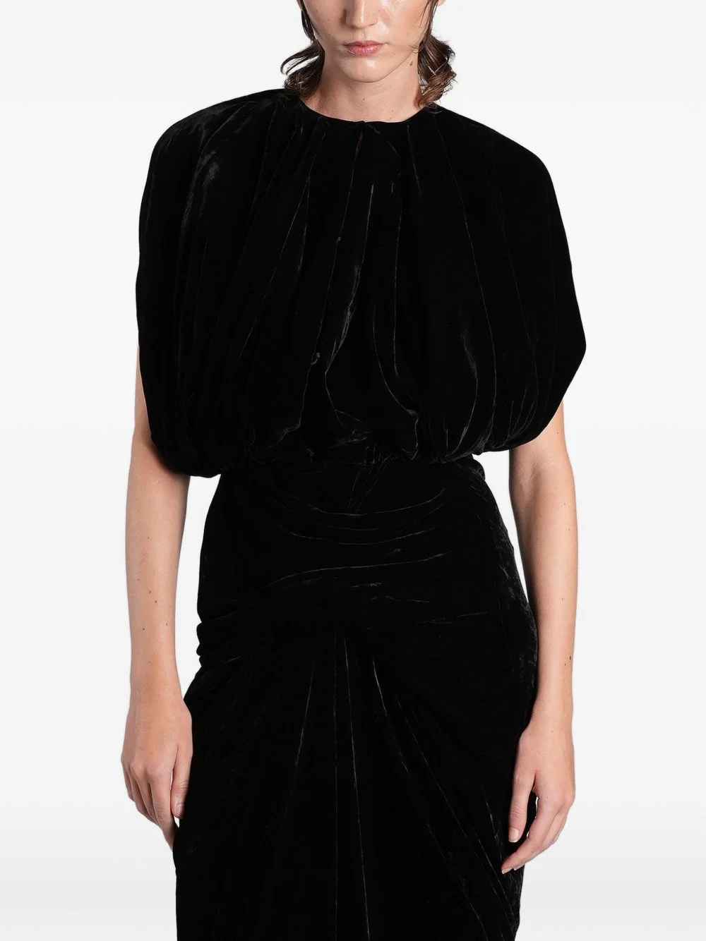ruched velvet dress - 1