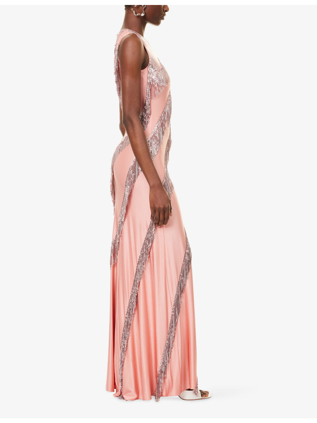 Fringed Sleeveless Stretch-Woven Maxi Dress - 3