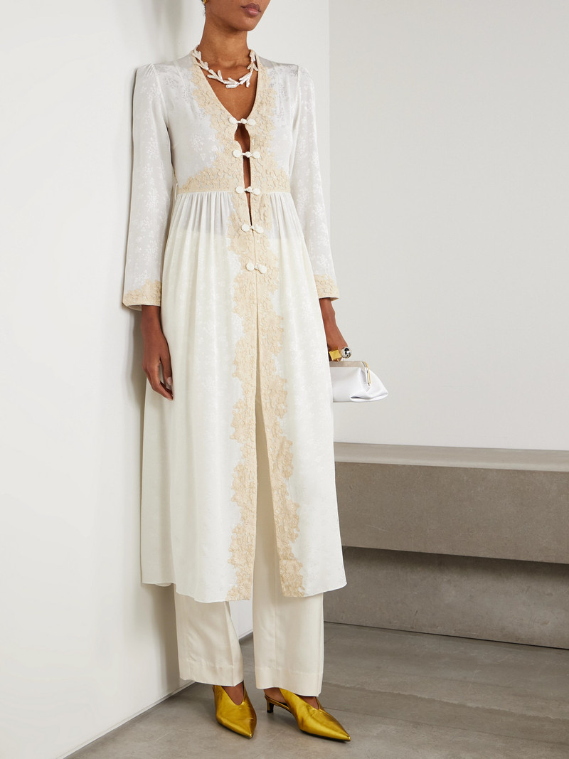 BODE Trousseau Lace-trimmed Silk-jacquard Maxi Dress outlook