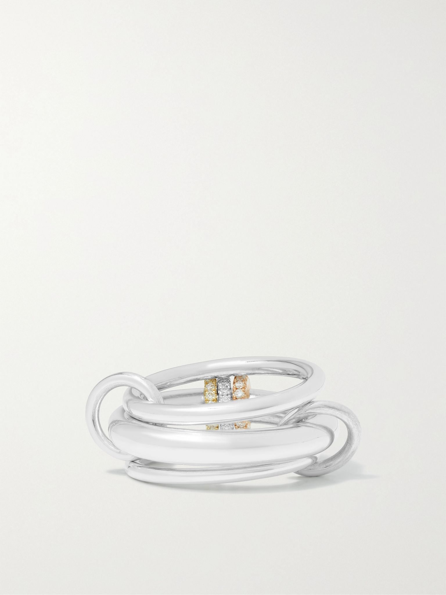 Gemini set of three 18-karat white, yellow and rose gold diamond rings Silver - 3