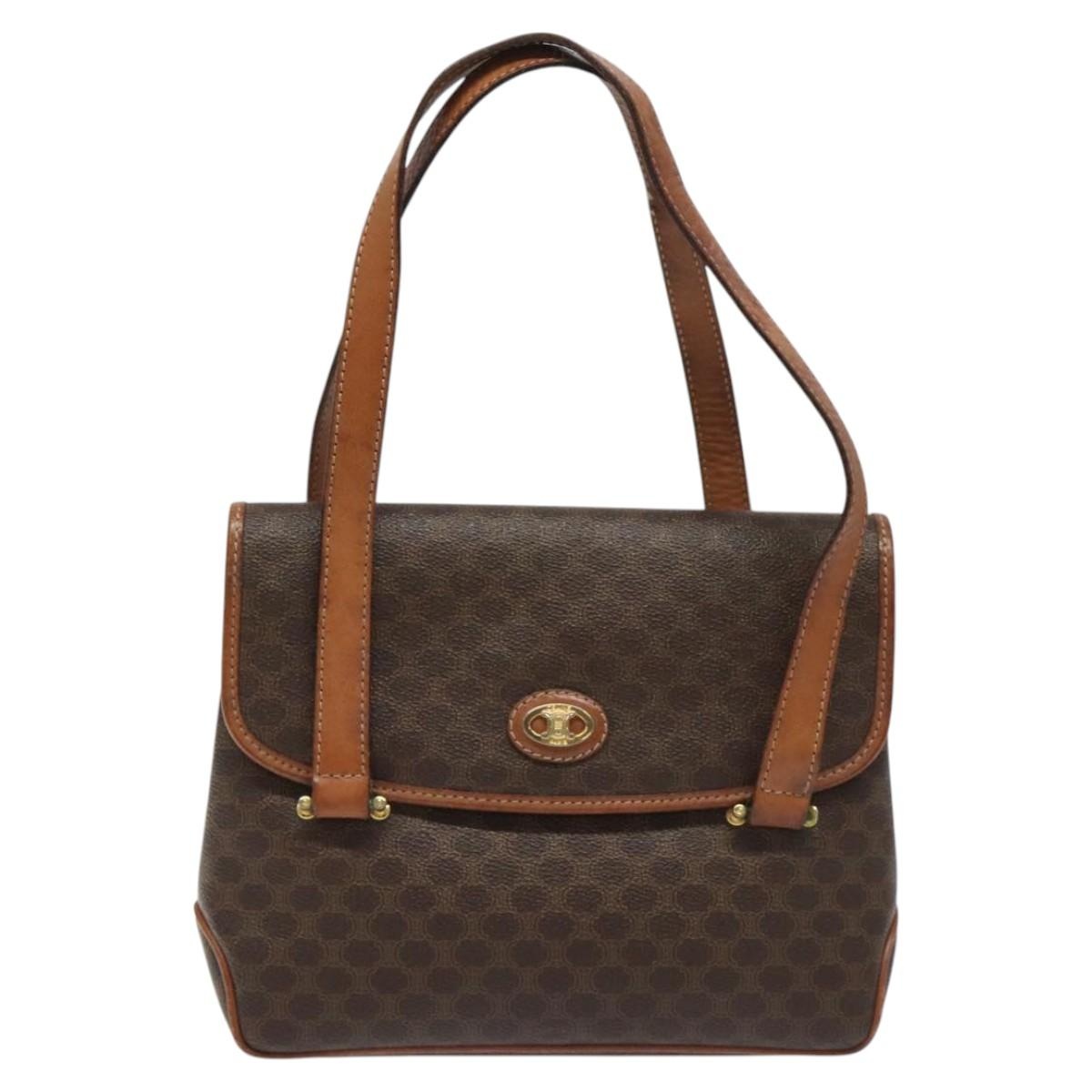 CELINE Macadam Canvas Hand Bag Pvc Leather Brown - 2