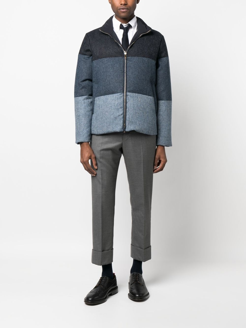 colour-block panel padded jacket - 2