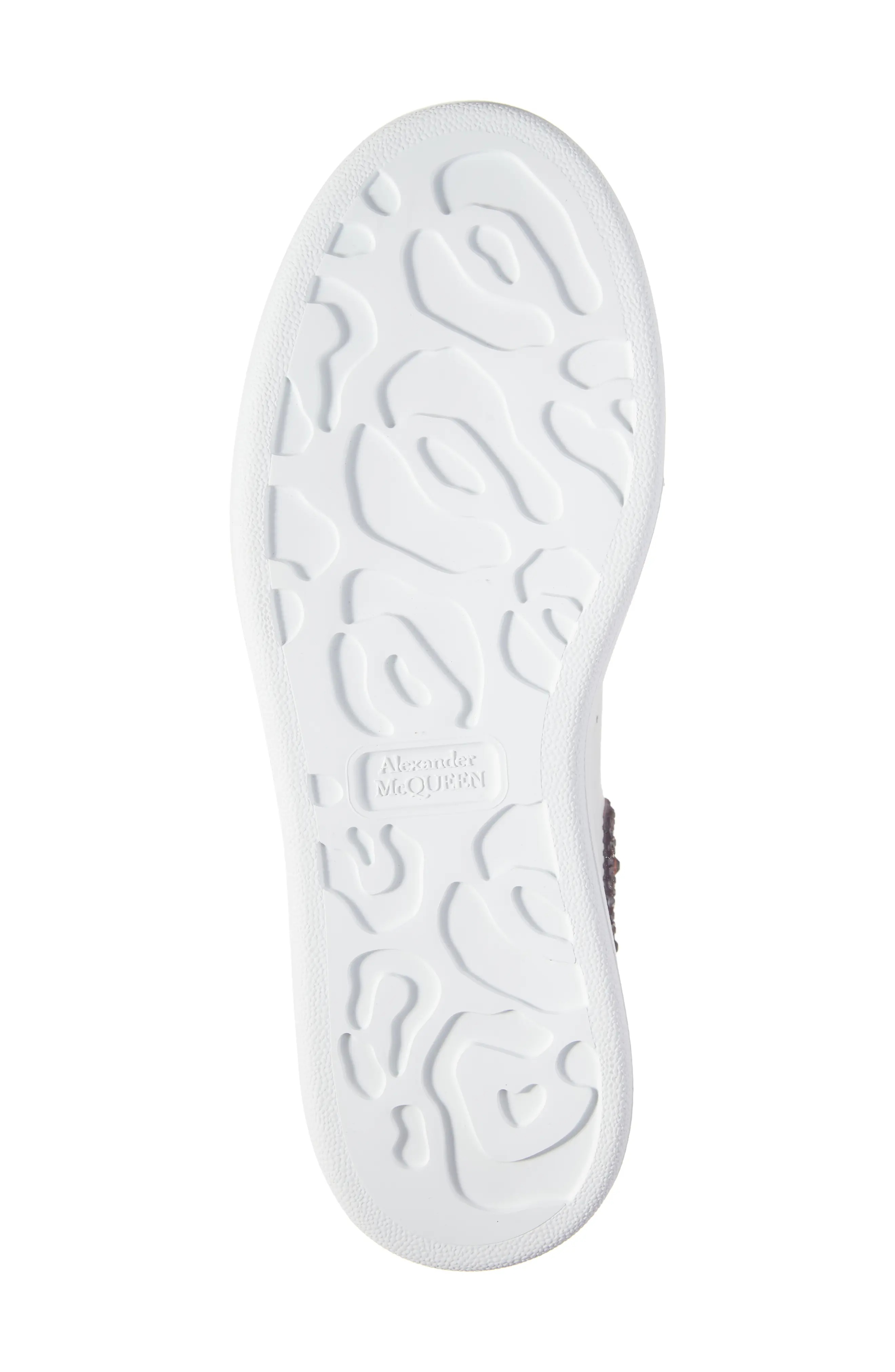 Oversized Crystal Embellished Sneaker in White/Burgundy - 6