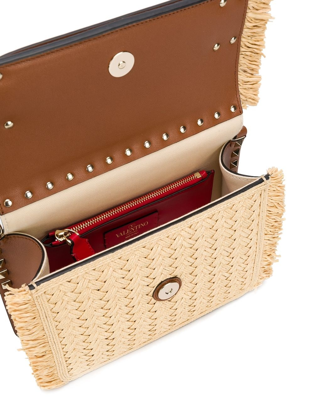 Rockstud raffia shoulder bag - 5