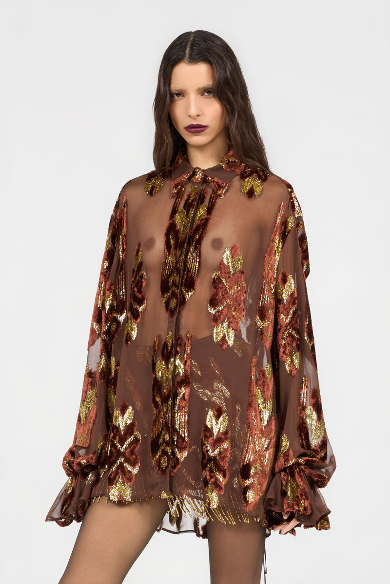 Brown Fil Coupé Shirt 3