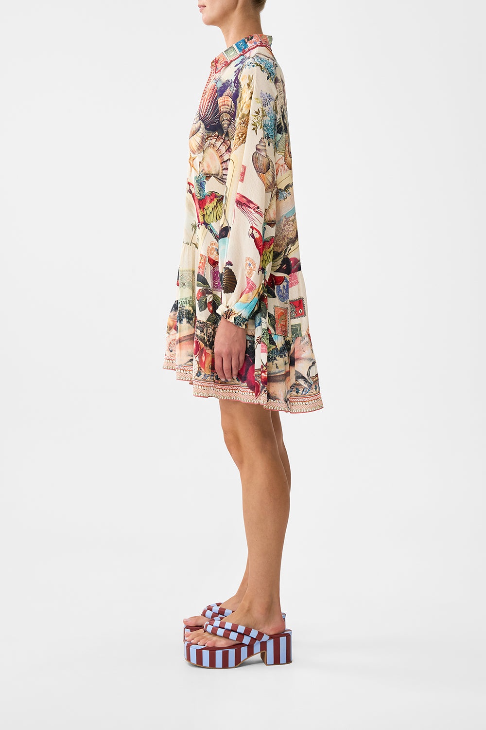 LONG SLEEVE TIERED SHORT DRESS - 5
