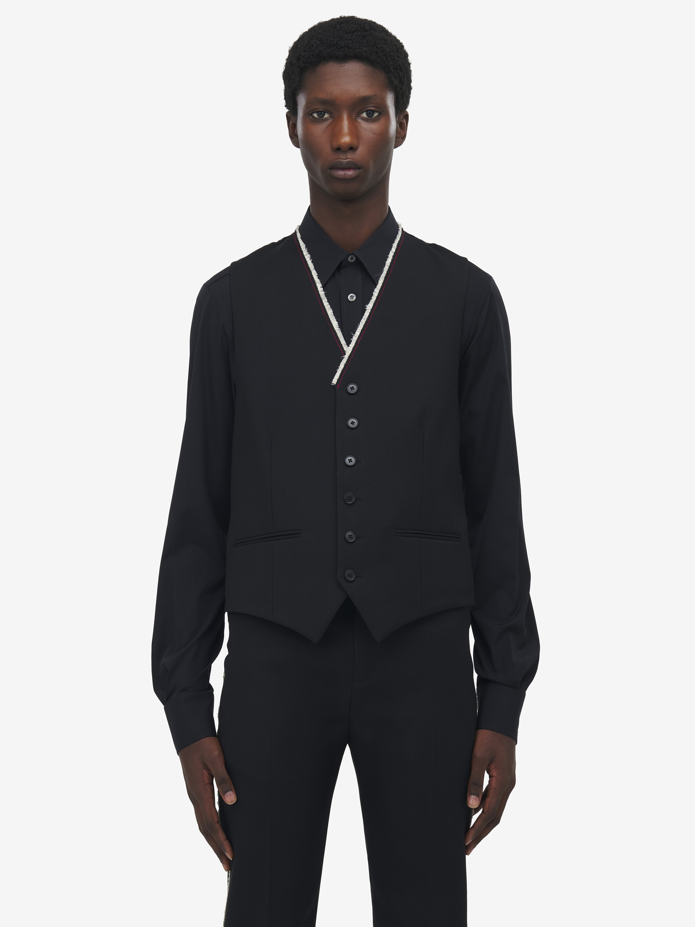 Raw Edge Canvas Waistcoat - 2