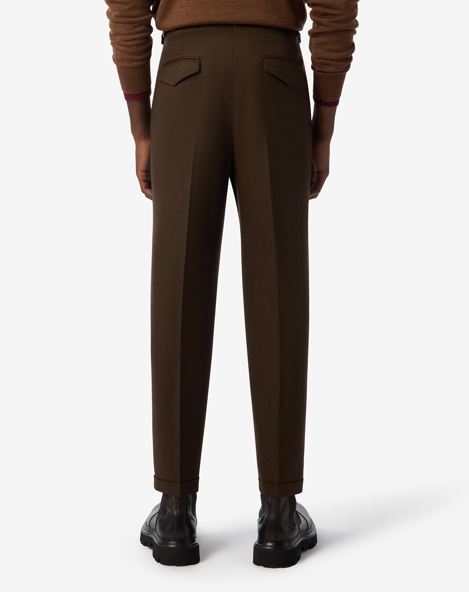 Brown pure wool flannel trousers - 4