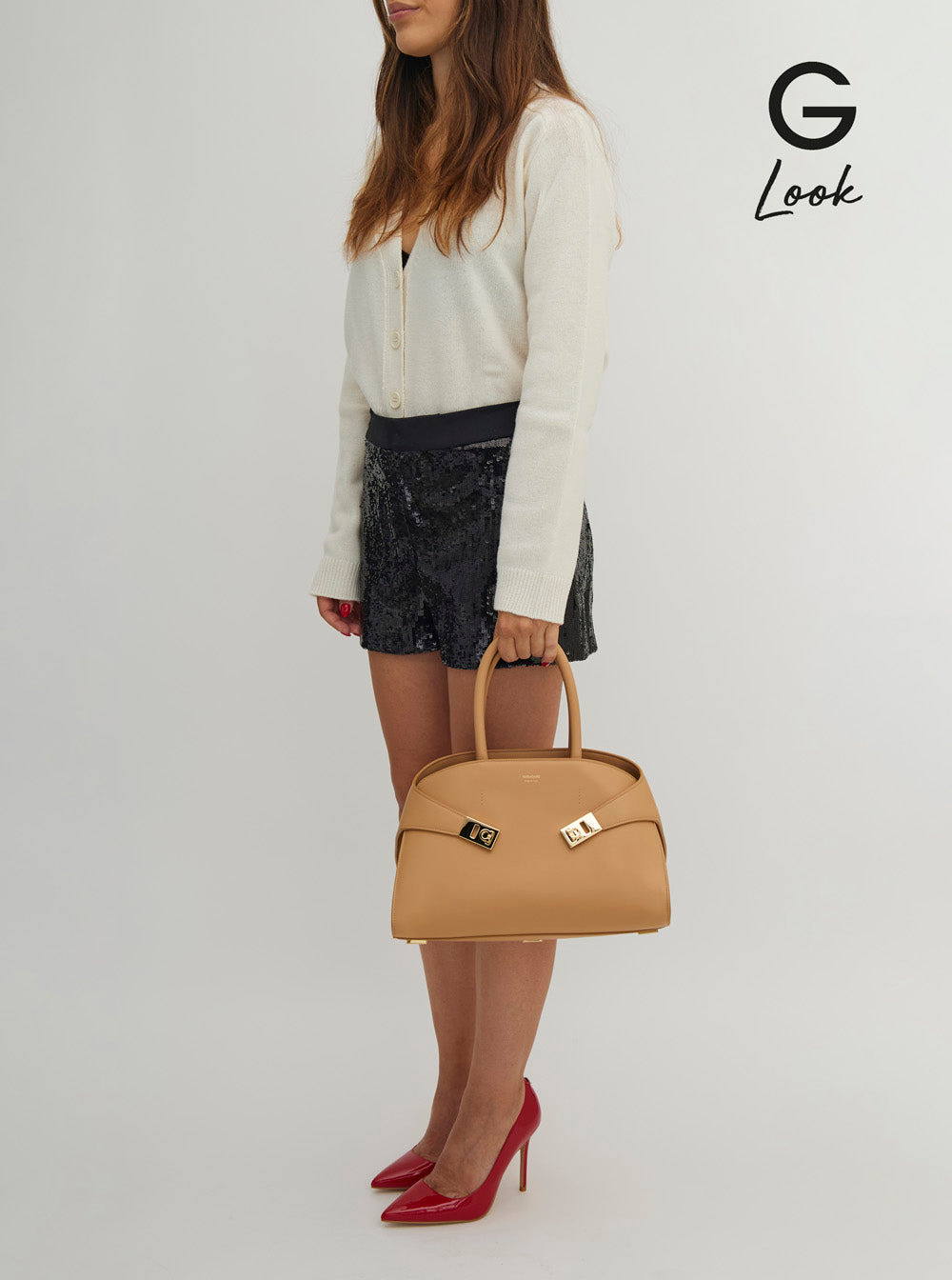 Ferragamo Women 'Hug Small' Beige Handbag With Logo And Gancini Buckle In Leather Woman - 6