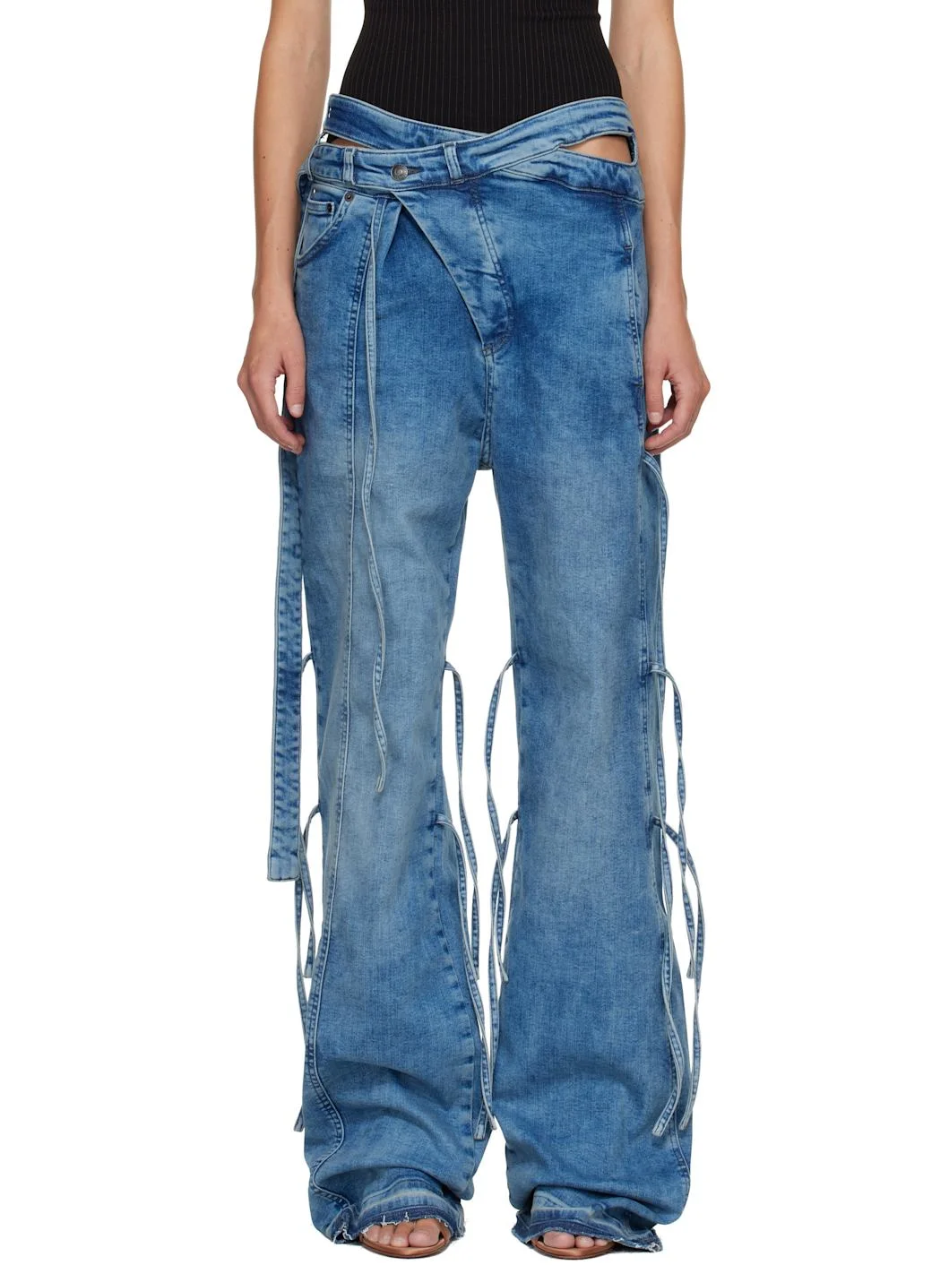 Blue Strappy Signature Wrap Jeans - 1