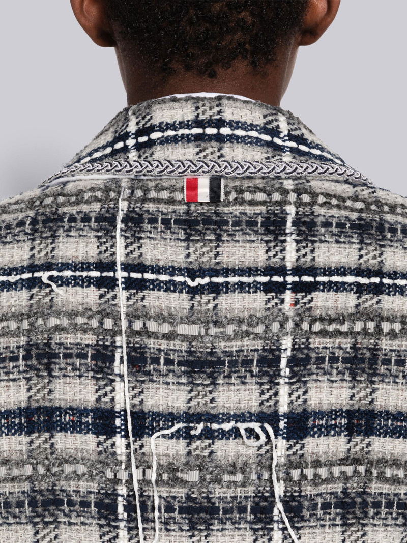 Tartan Ribbon Tweed Bal Collar Overcoat 5