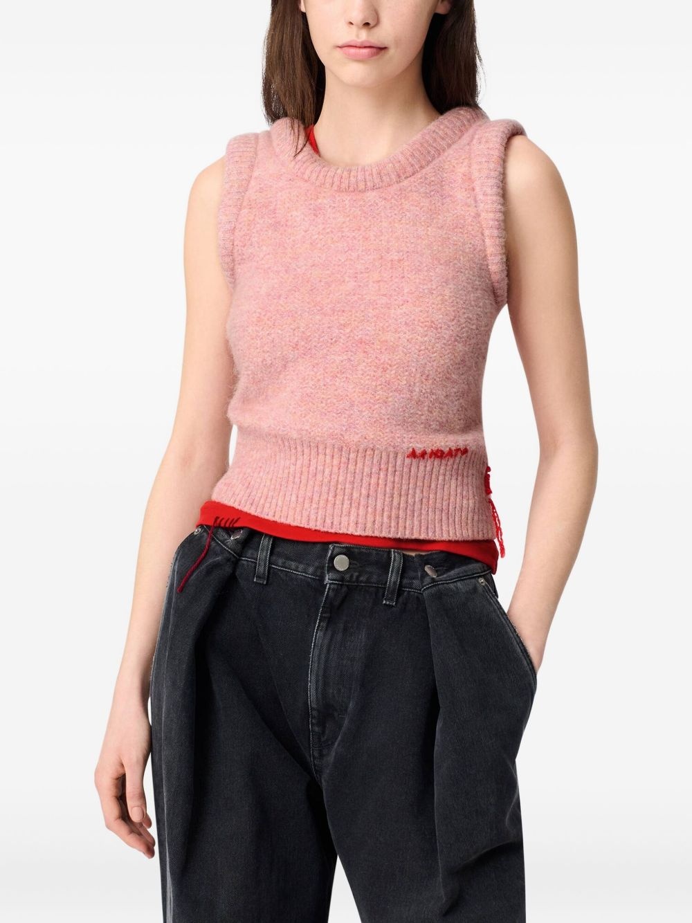 Anna ribbed-hem cropped sleeveless vest - 3