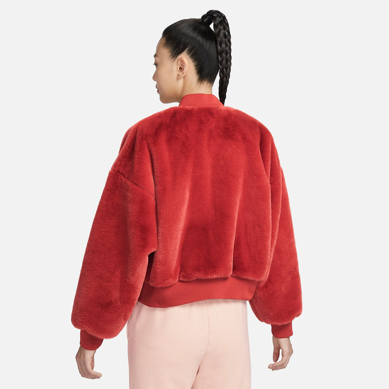Nike (WMNS) Nike Sportswear Reversible Faux Fur Bomber Jacket 'Red' FB8693-832 outlook