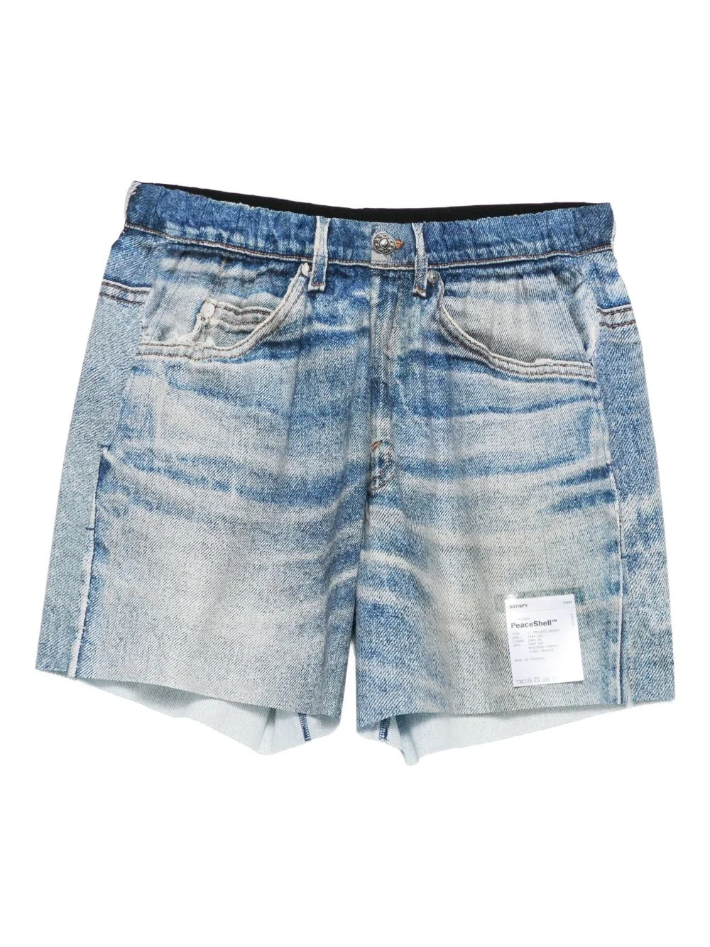 whiskering-effect denim shorts - 1
