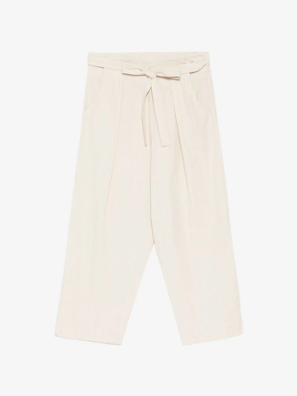 tie-waist vertical-stripe trousers - 1