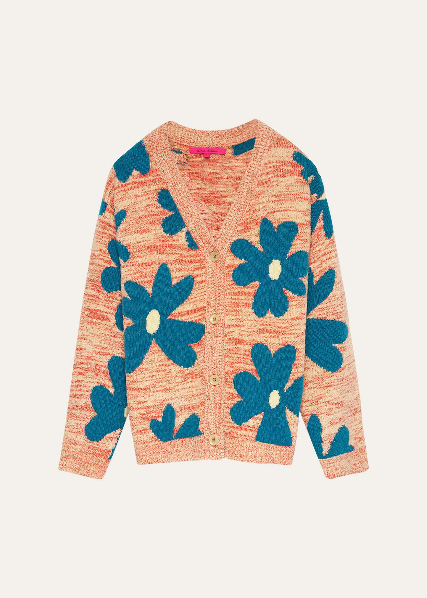 Floral Sun and Moon Cashmere V-Neck Cardigan - 1