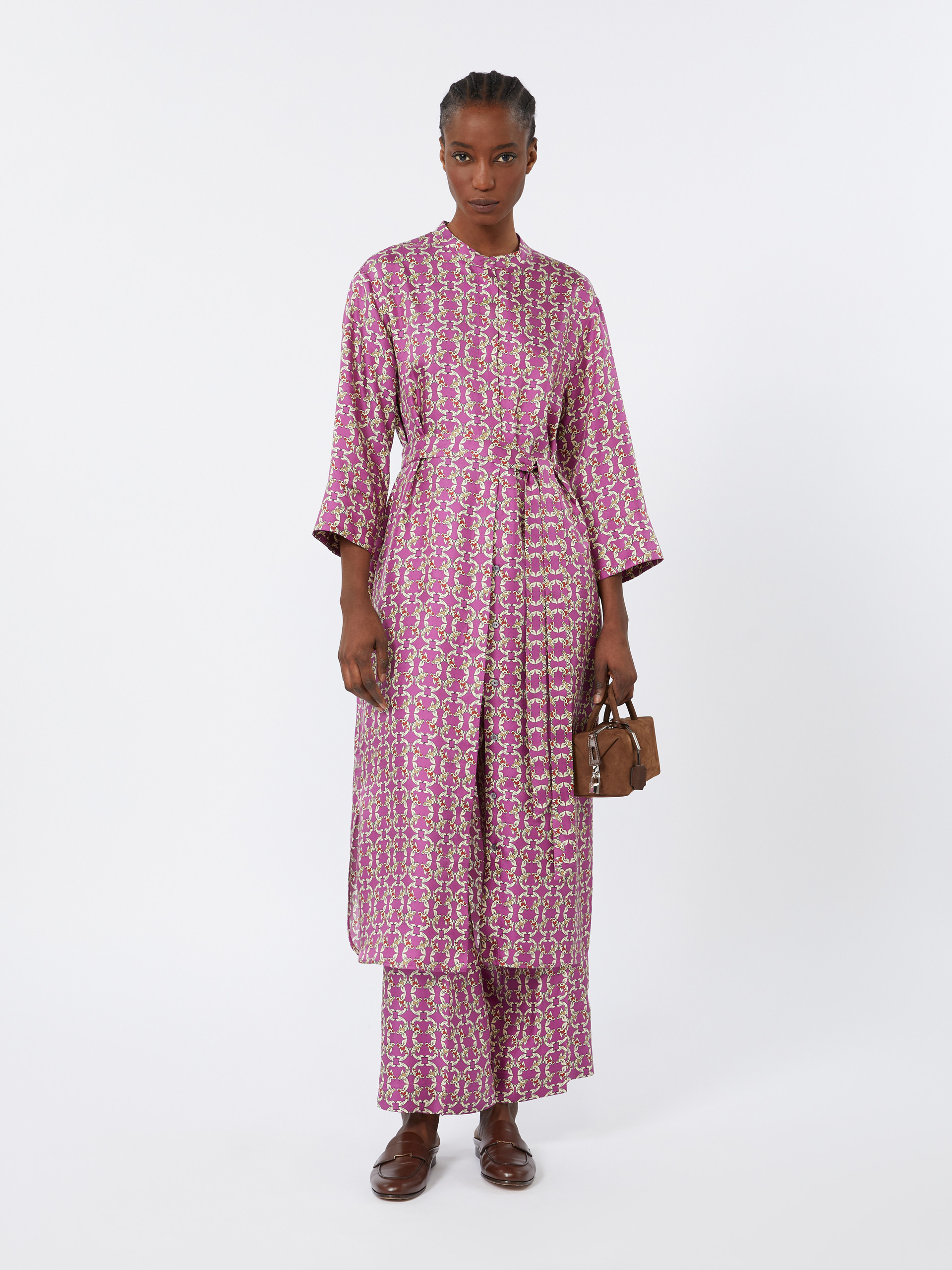 TIMEF Printed silk twill caftan - 2