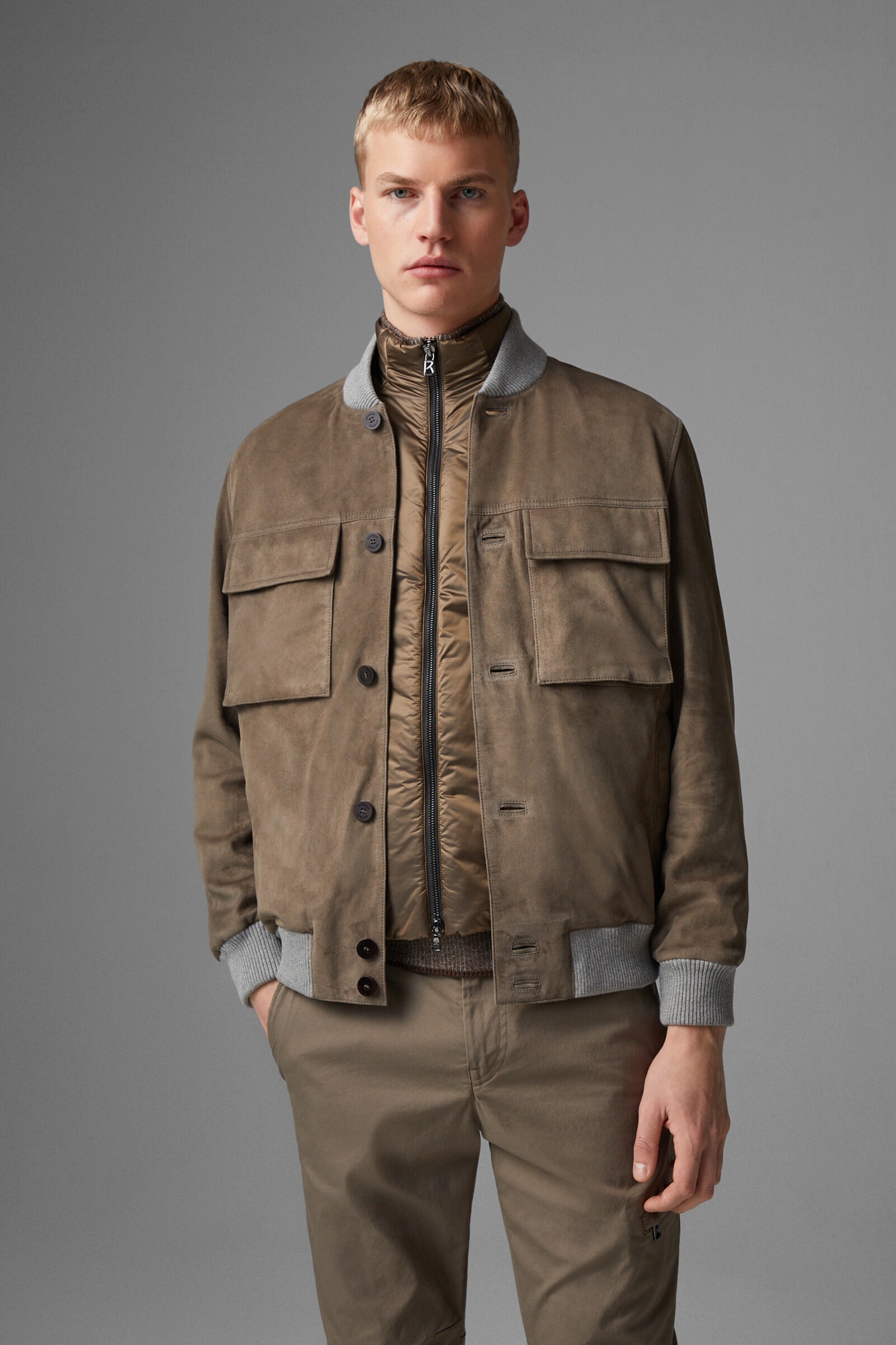 Roger leather jacket in Khaki - 2