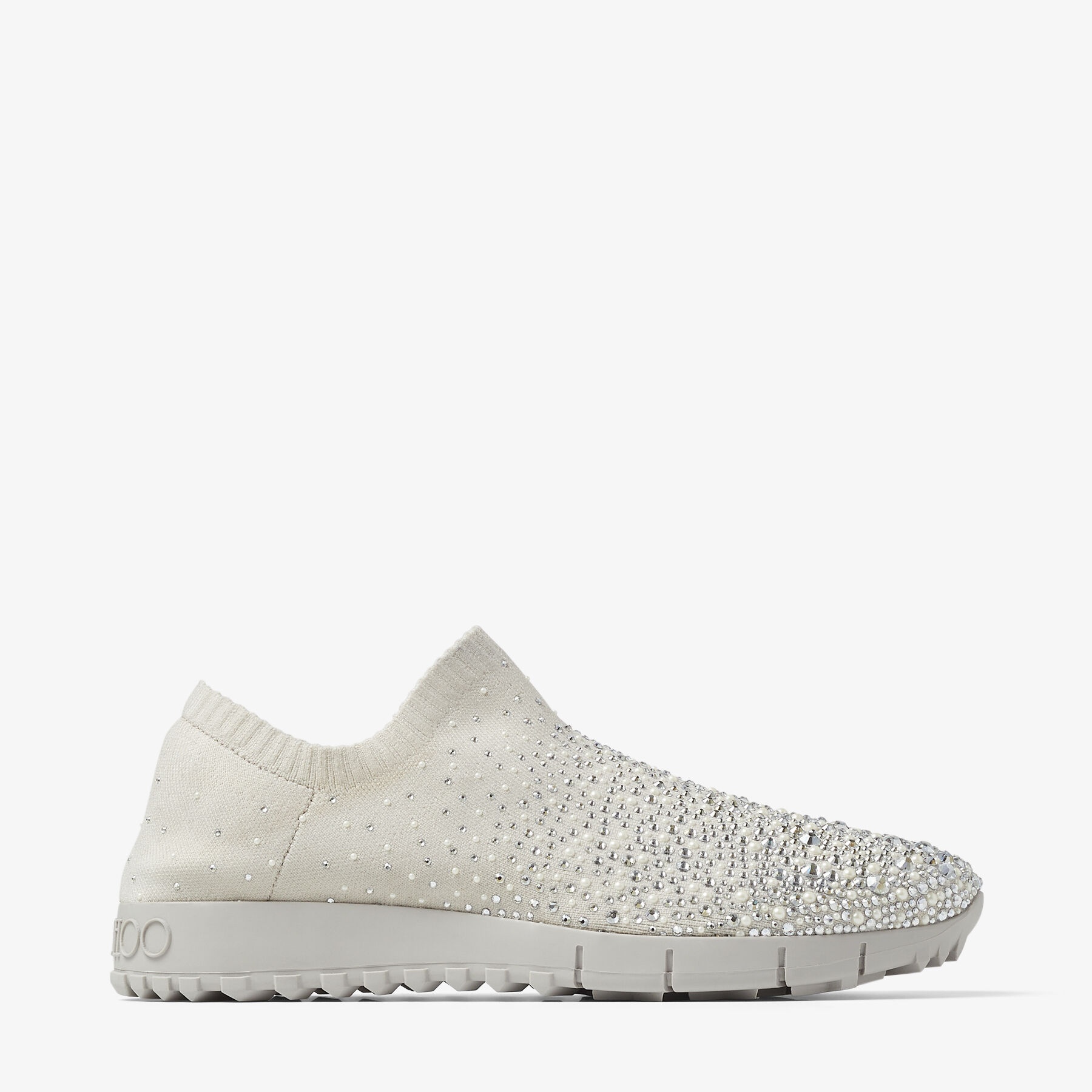 Verona
Pebble Grey Knit Trainers with Dégrade Crystals - 1