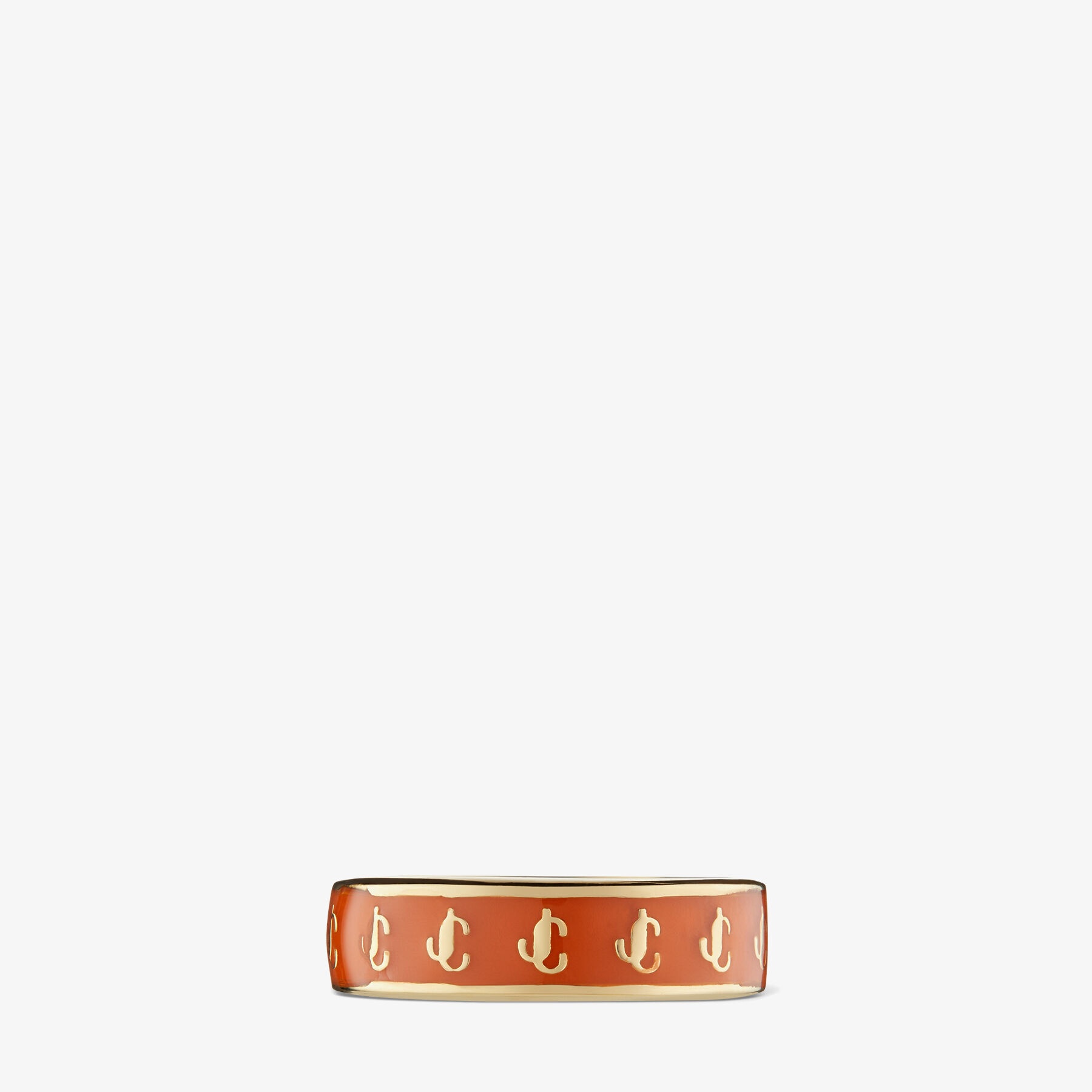 JC Enamel Ring
Gold-Finish Metal and Amber Orange Enamel JC Ring - 3