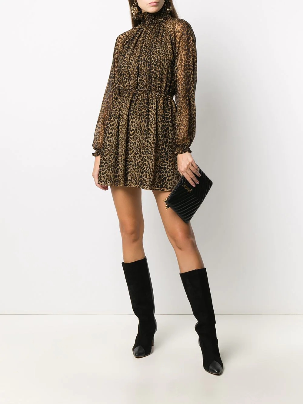 leopard-print pleated mini dress - 2