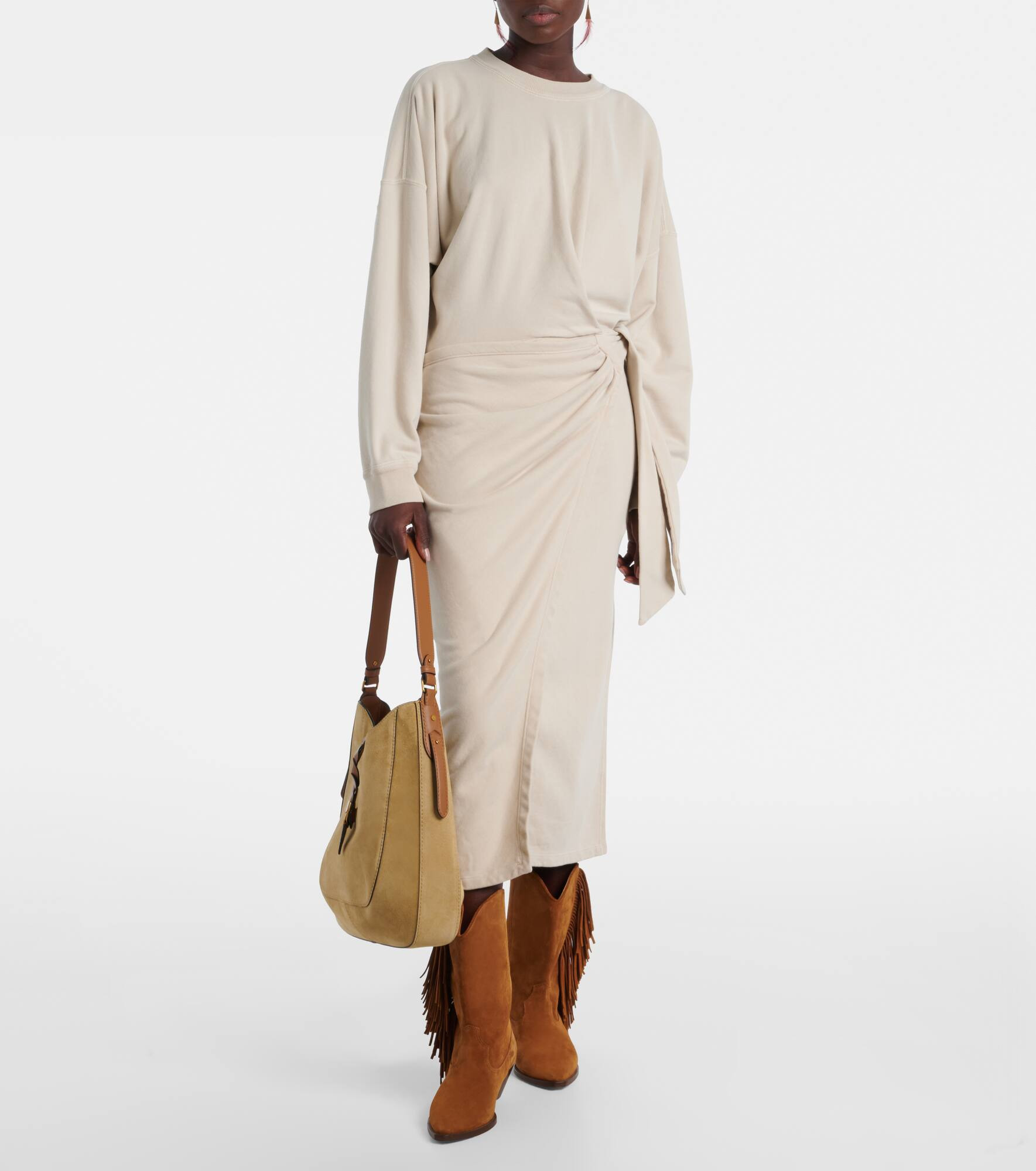 Draped cotton jersey sweatshirt dress - 2