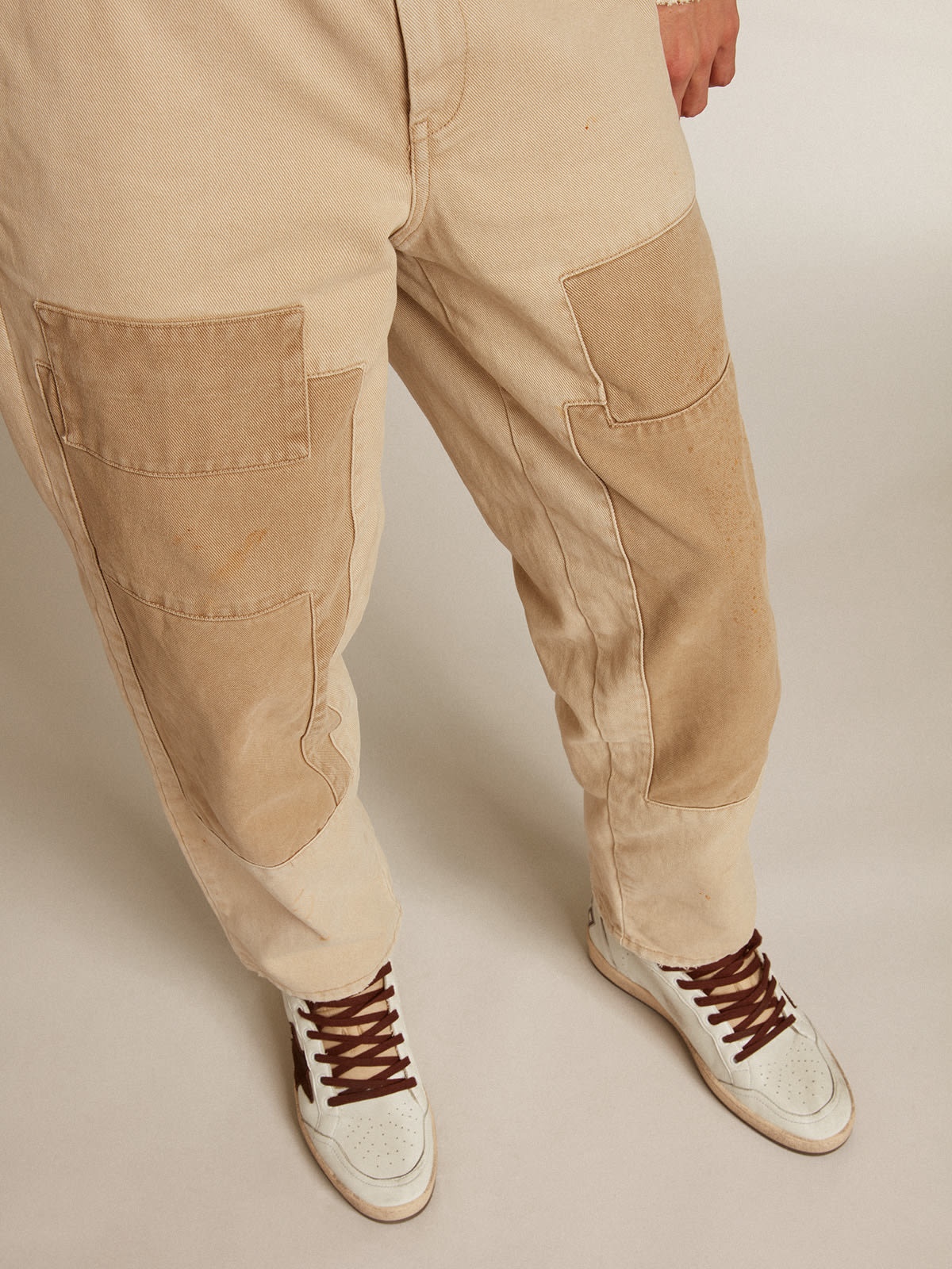 Cotton pants in beige mix - 5