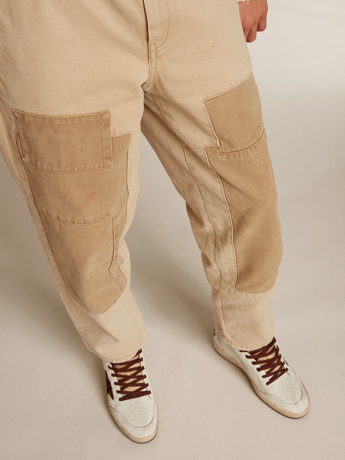 Men's wool gabardine pants in sand