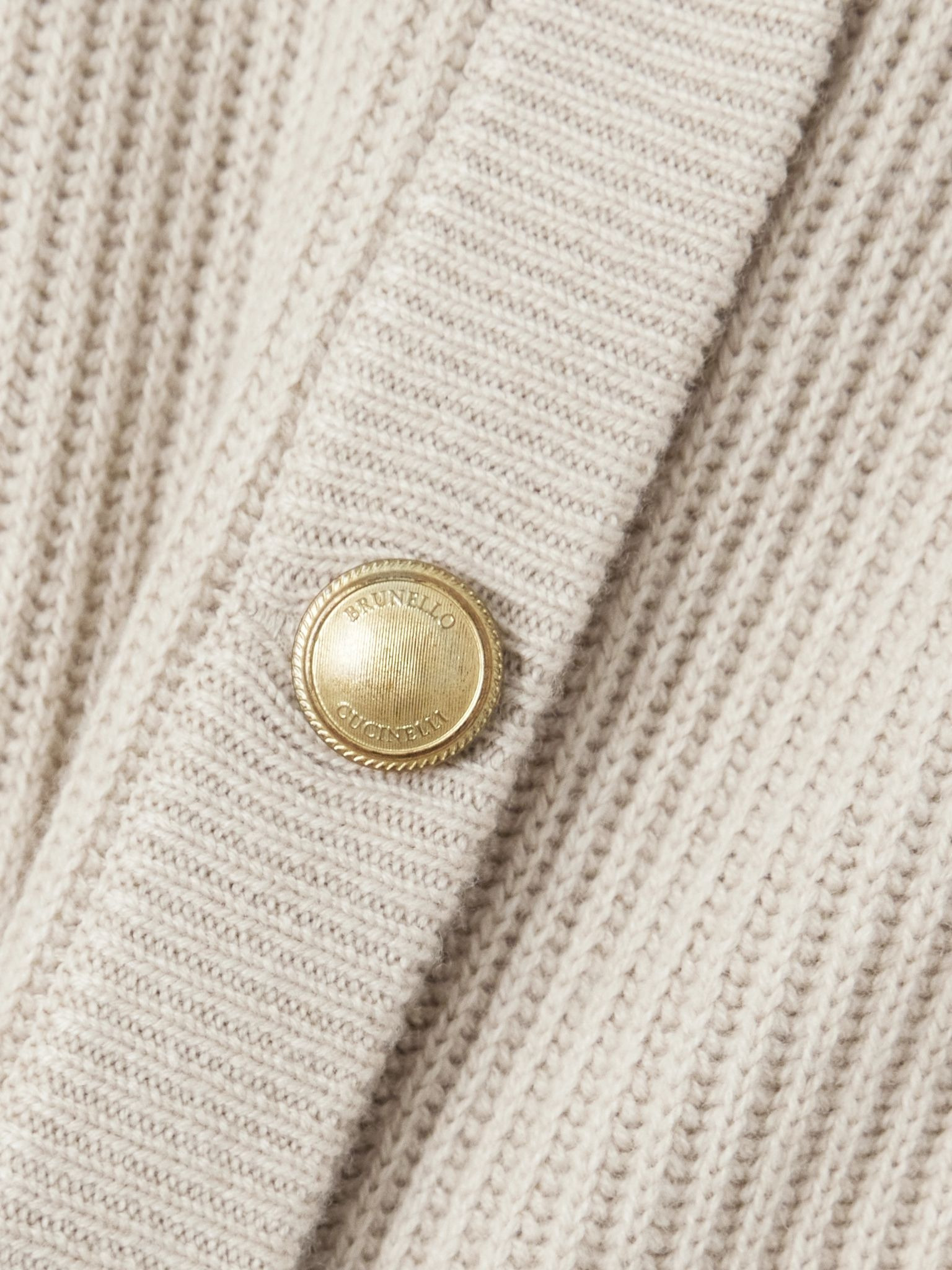 Ribbed wool, cashmere and silk-blend cardigan Beige - 4