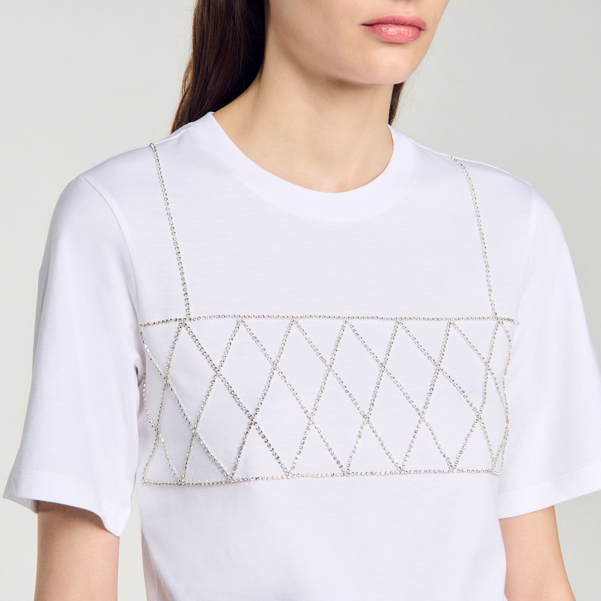 RHINESTONE CROPPED T-SHIRT - 4