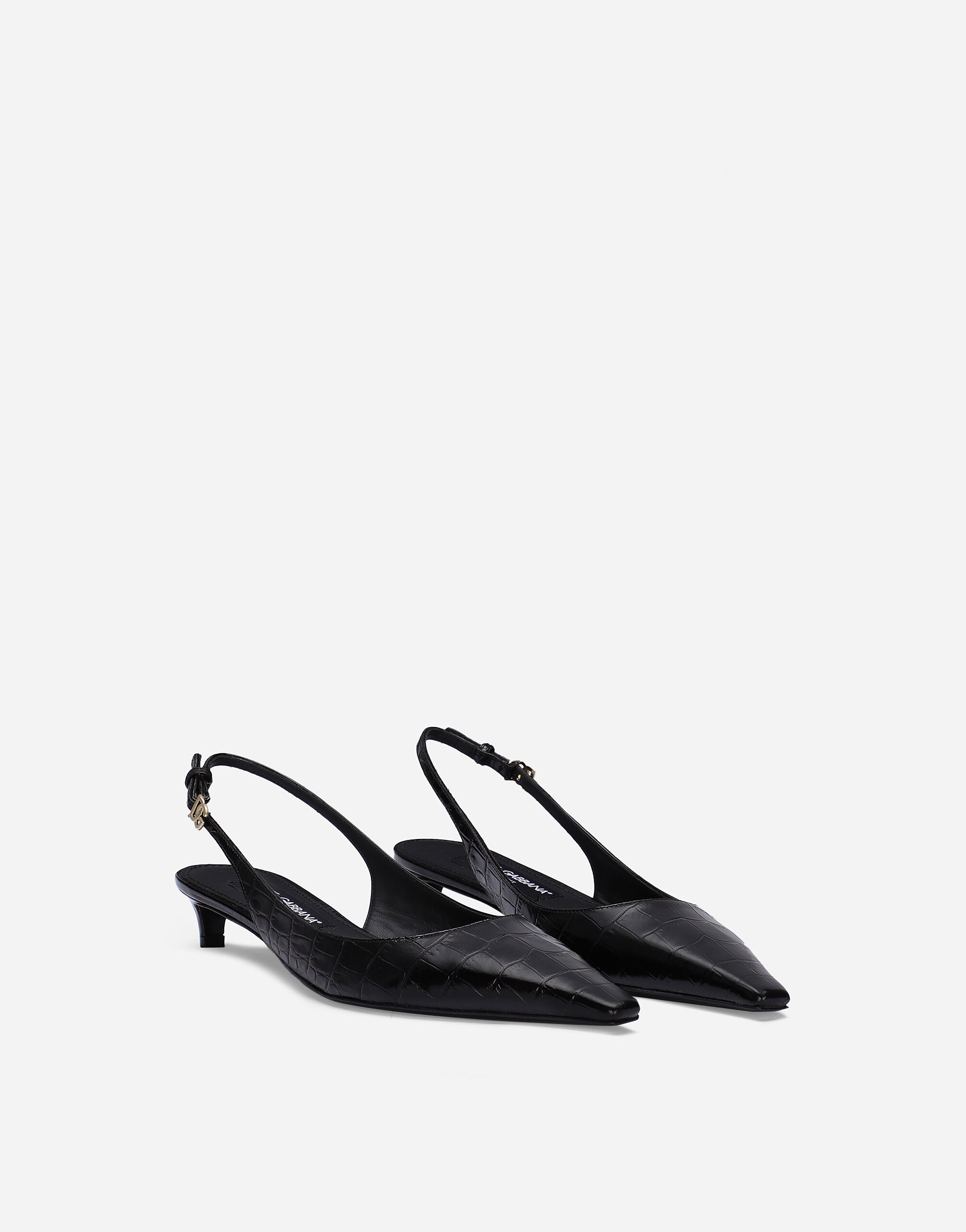 Crocodile-print calfskin slingbacks - 2