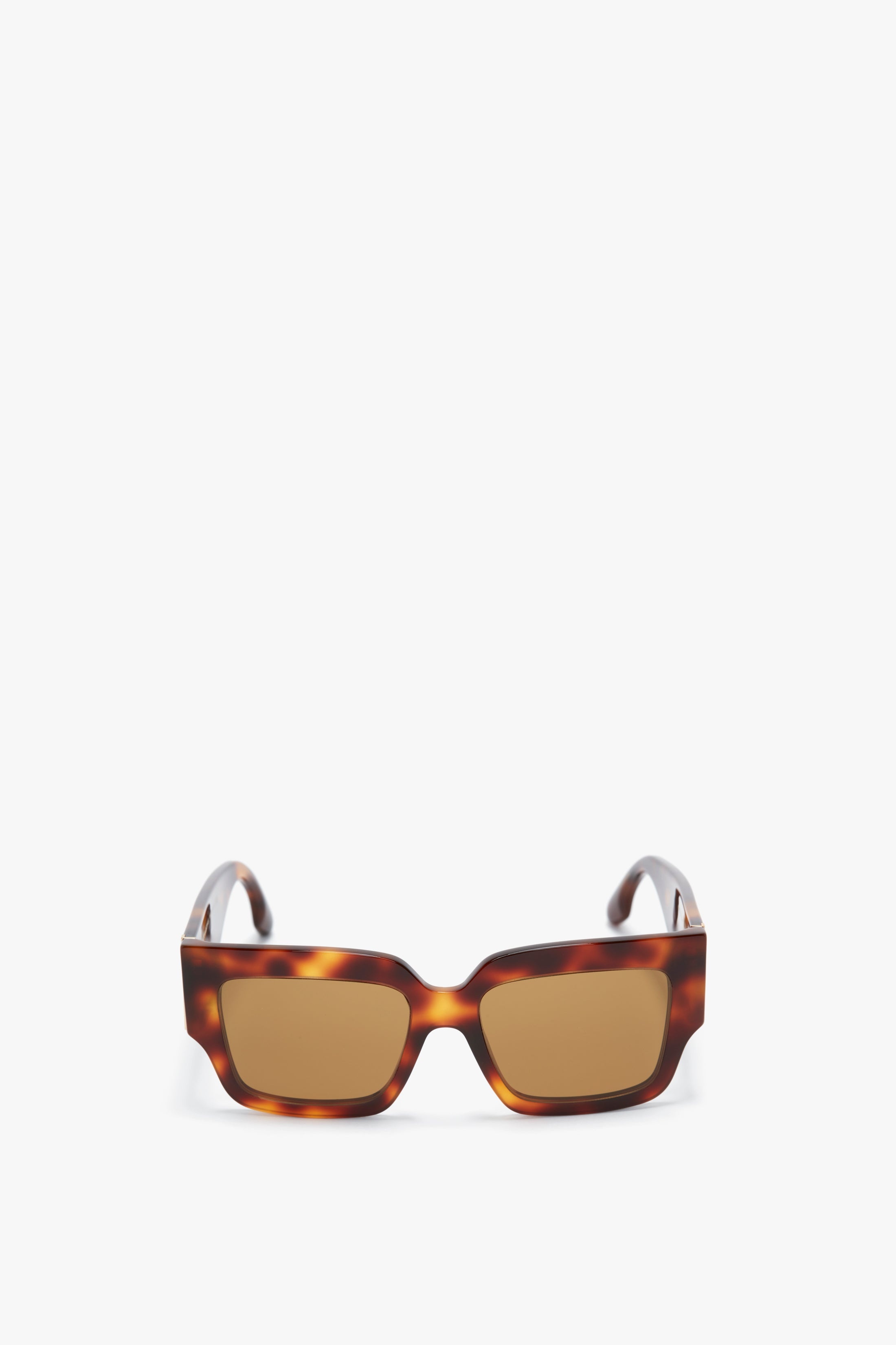 V Plaque Rectangular Frame Sunglasses In Tortoise - 1
