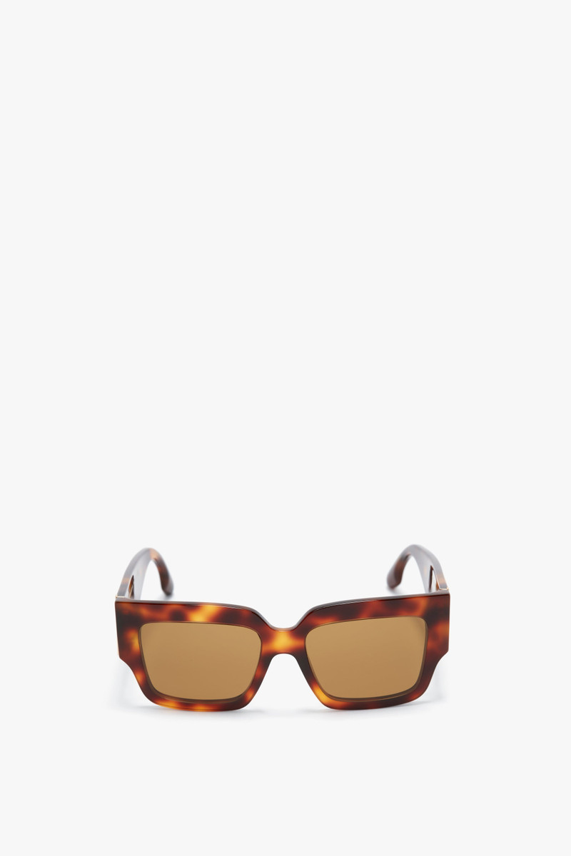 V Plaque Rectangular Frame Sunglasses In Tortoise 1
