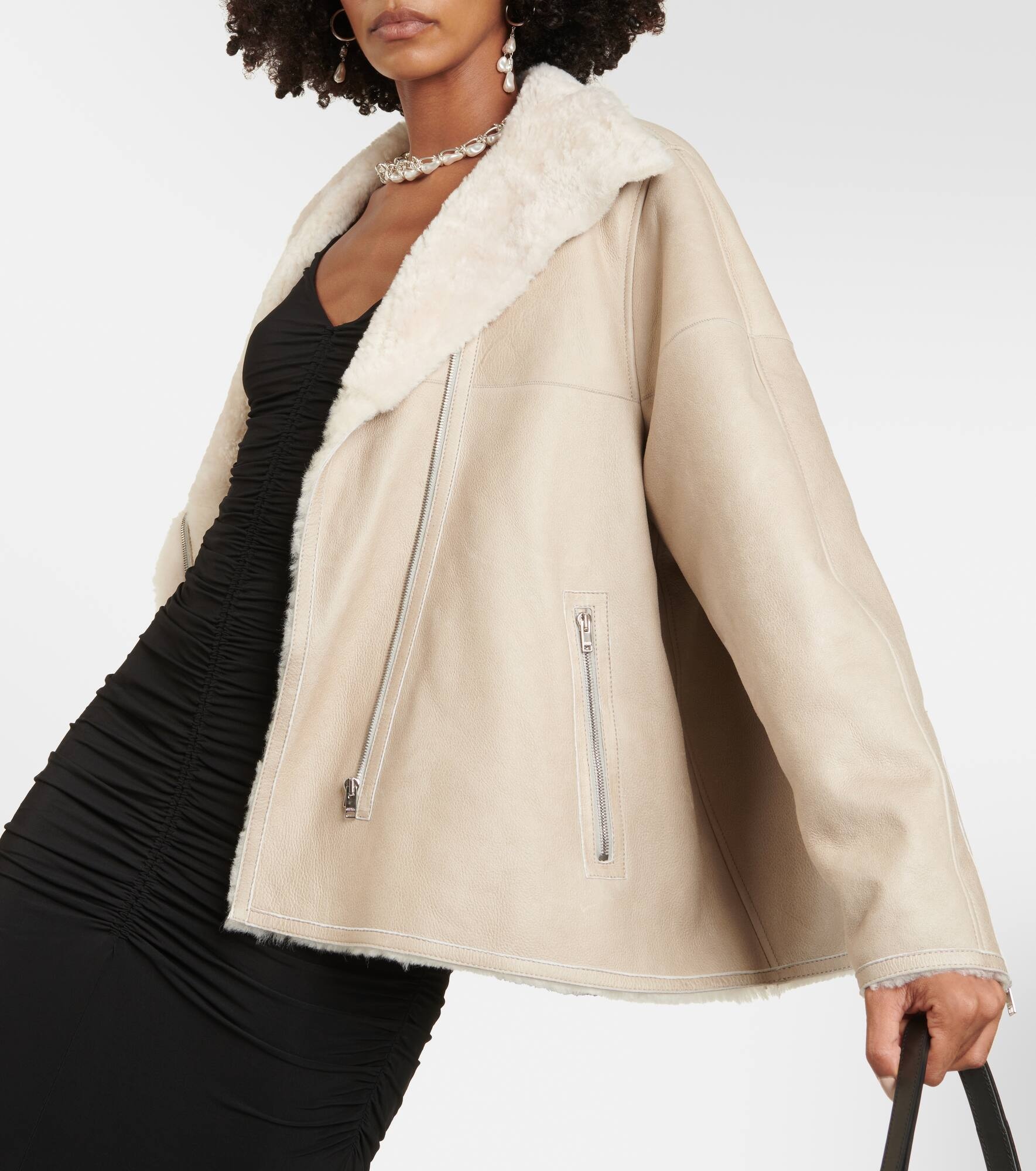 Abeliki shearling-lined suede jacket - 4